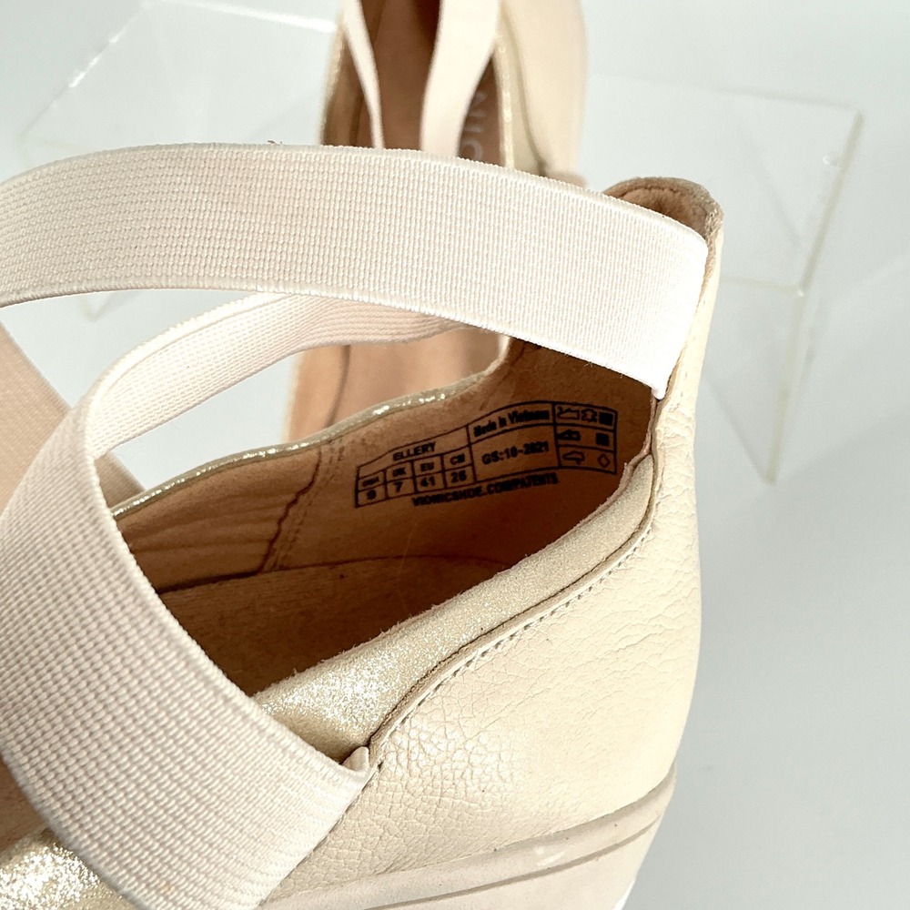 Vionic Size 9 Gold Leather Elastic Ankle Strap Wedge Sneakers NEW Ellery‎ $116 - Picture 5 of 12